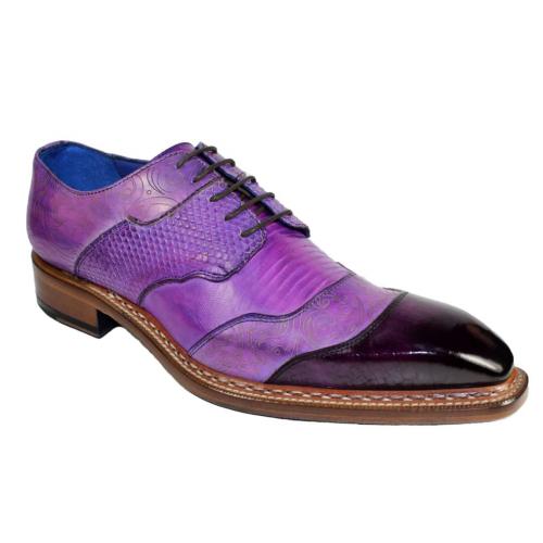 Emilio Franco "Martino" Purple Combination Genuine Calfskin Oxford Shoes.